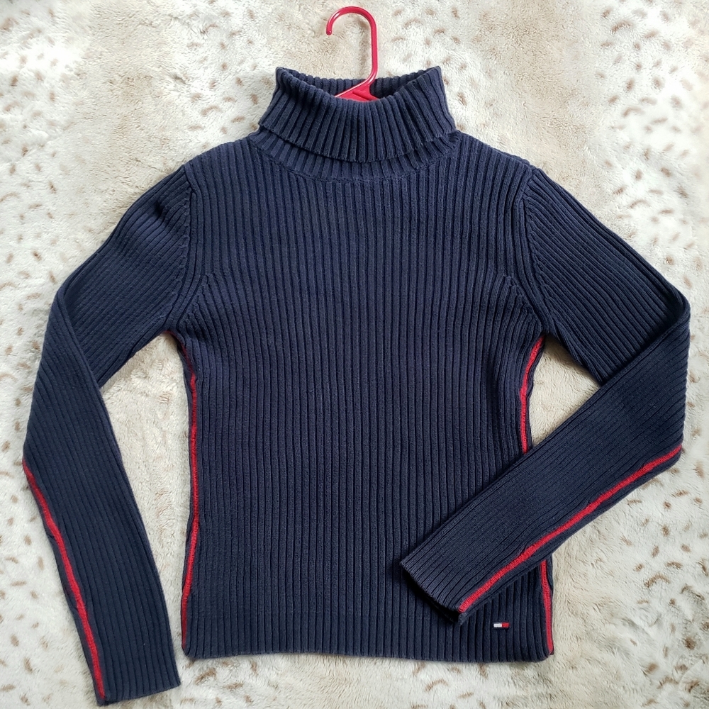 VTG Tommy Hilfiger Knit Turtleneck Sweater in Navy Size Women's Large